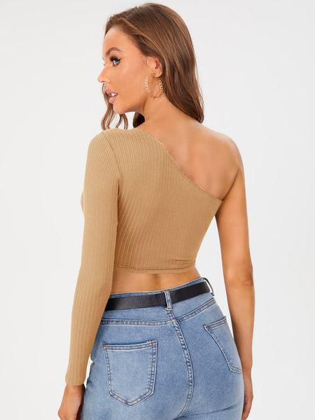 Tall One Shoulder Crop Tee