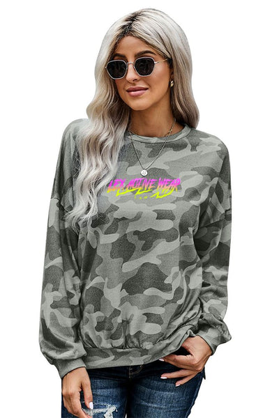 High-low Edge Camo Sweatshirt