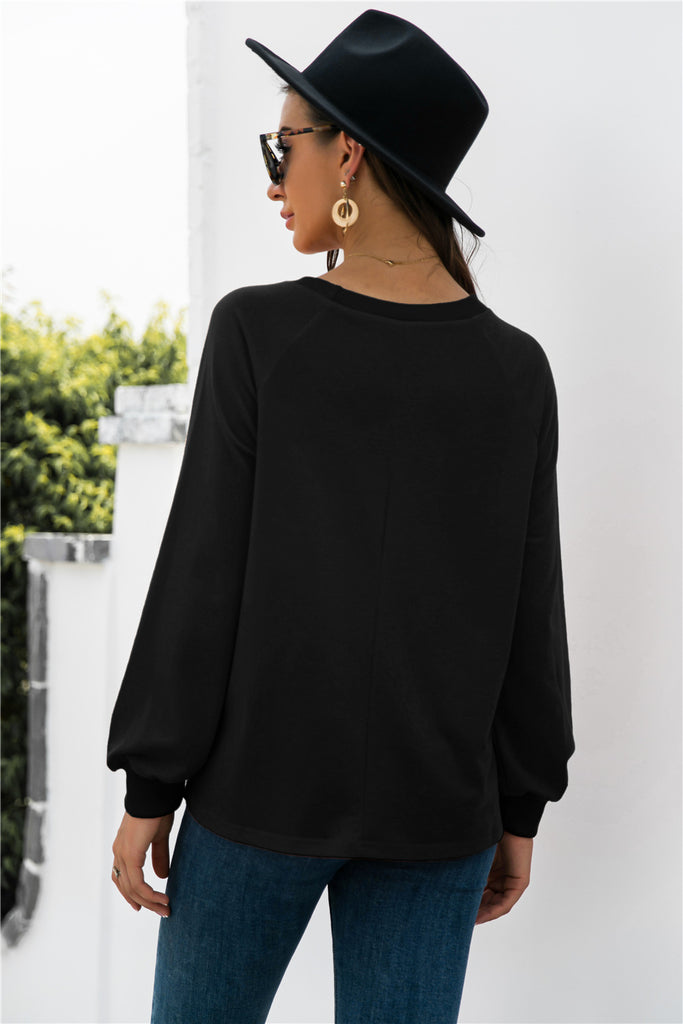 Raglan Sleeve Round Neck Sweatshirt