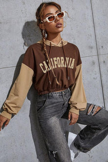 CALIFORNIA Cropped Drawstring Hoodie