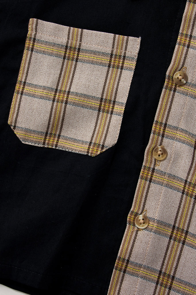 Baby Plaid Spliced Shirt with Pockets