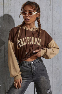 CALIFORNIA Cropped Drawstring Hoodie