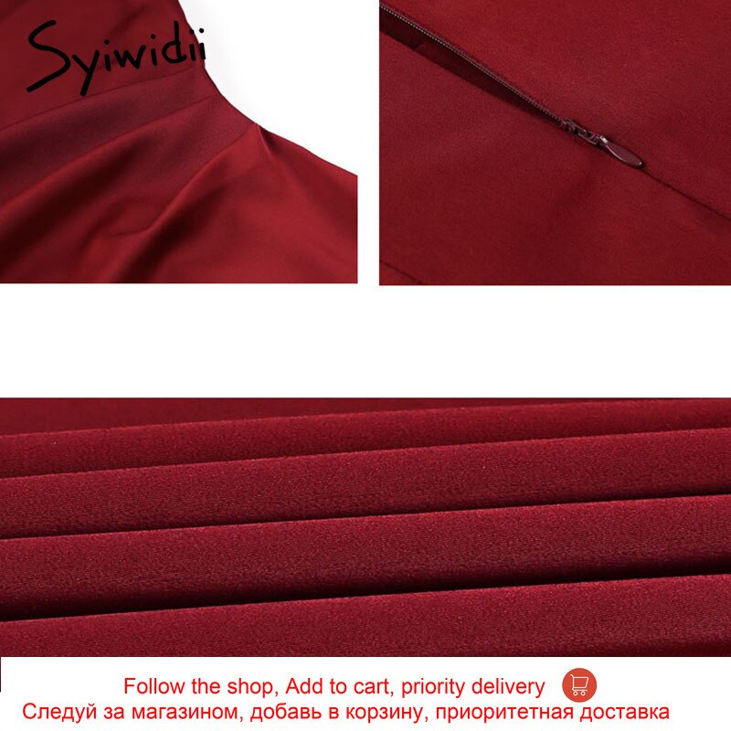 Syiwidii Satin Dress Woman Sleeveless Spaghetti Strap Evening Red Black Summer 2021 Party Wedding Vintage Pure Long Silk Dresses