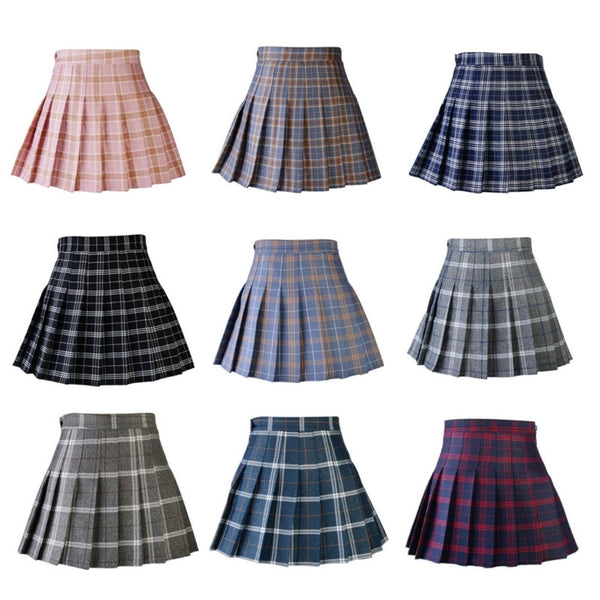 Harajuku Skirt Women Pleat Skirt Harajuku Preppy Style Plaid Skirts Mini Cute Japanese School Uniforms Ladies Jupe Kawaii Skirt