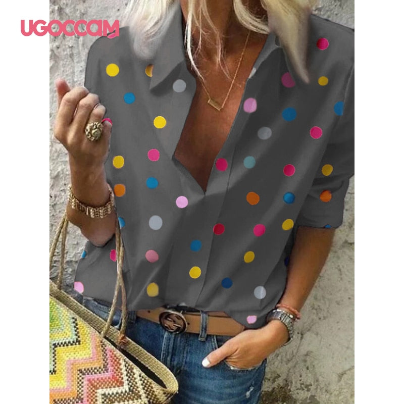 UGOCCAM Women Blouses Long Sleeve Autumn Blouse Women Blouse Shirt Office Elegant Work Shirt Plus Size Top blusas mujer de moda