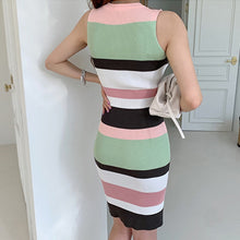 H Han Queen Elegant Occupation Sleeveless Knitted Dress Women Summer Stretch Striped Bodycon Dresses Wear To Work Pencil Vestido