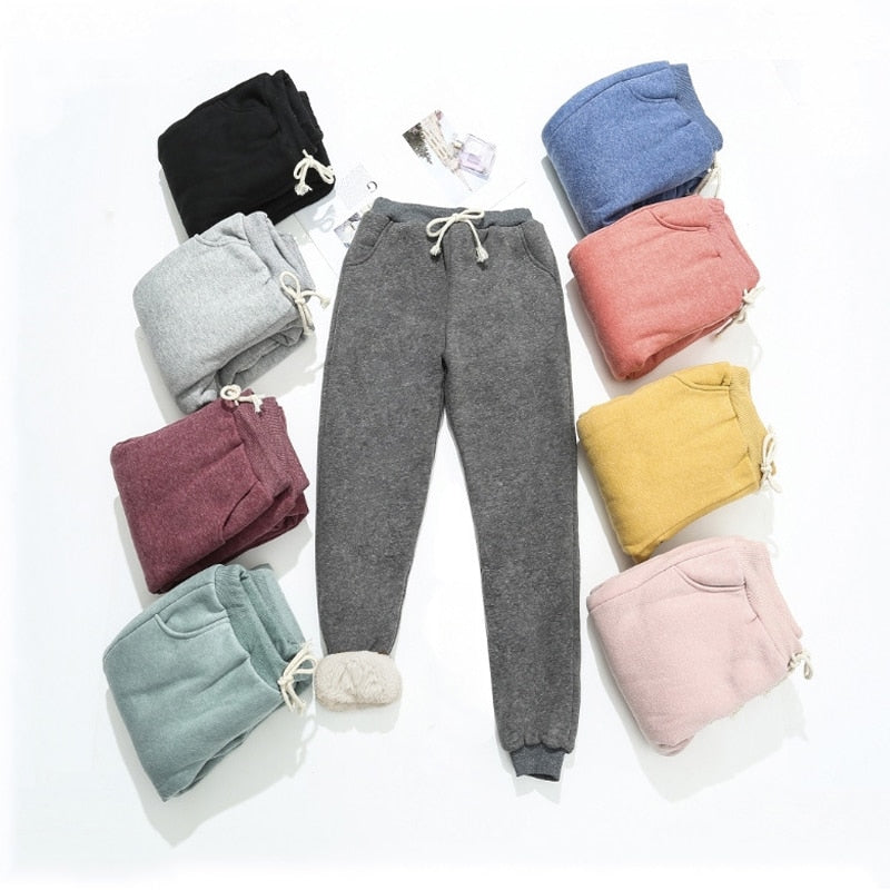 BEFORW 2020 Autumn Winter Women Fleece Sweatpants Trousers Casual Thick Velvet Loose Cashmere Sweatpants Tracksuit Pants