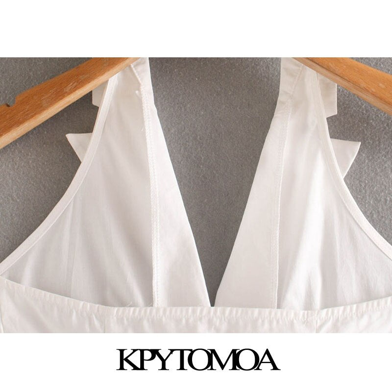 KPYTOMOA Women 2020 Chic Fashion Button-up Cropped Blouses Vintage Notched Collar Backless Female Shirts Blusas Chic Tops