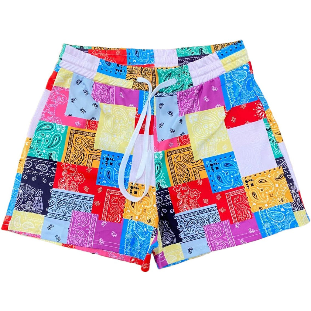 High Waist Drawstring Banadanna Plaid Print Women's Shorts Fashion Summer Clothes Casual Drawstring Night Club Party Wear Short