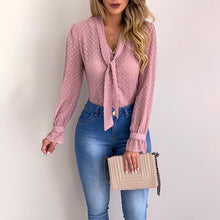 Allukasa summer Chiffon Tops Women Pink Blouses and Shirt New Sweet Office Style Women Long Sleeve blusas mujer de moda 2020