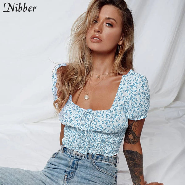 Nibber summer Retro boho graphic crop top women fashion Elegant Casual T-shirt 2020 office ladies Street wear Harajuku tee mujer