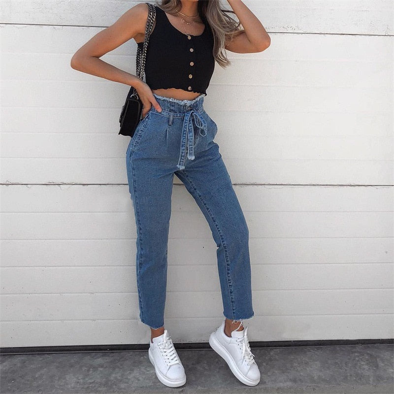 Women High Waist Jeans Sexy Jeans denim Harem Pants jeans womens High Streetwear loose Pants Black Jeans Women Plus size