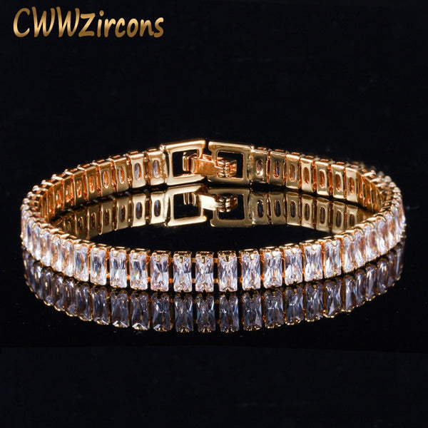 CWWZircons High Quality Cubic Zirconia Stones Luxury Yellow Gold Dubai Jewelry Wrap Bracelet for Women Wedding Party Gift CB029