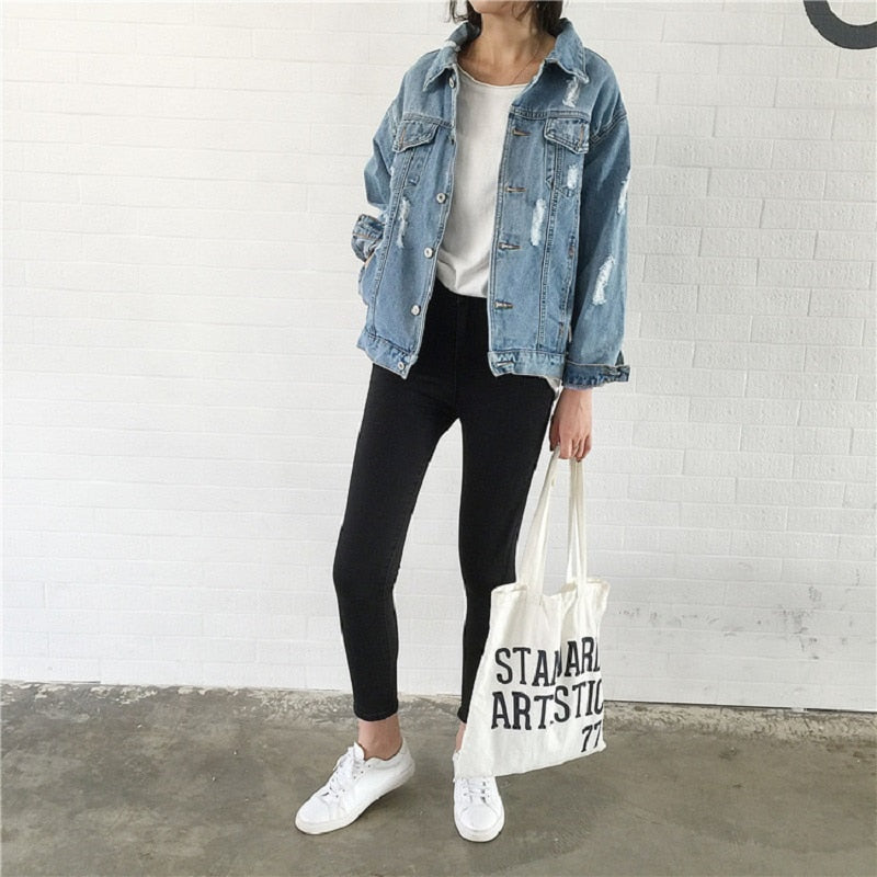 Women Basic Coat Denim Jacket Women Winter Denim Jacket For Women Jeans Jacket Women Denim Coat Lady Loose Fit Casual Style