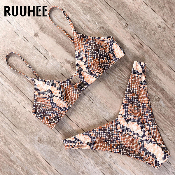 RUUHEE Bikini 2021 Swimwear Women Swimsuit Brazilian Bikini Set Marble Printed Bathing Suit Push Up Low Waist Summer Beach Wear