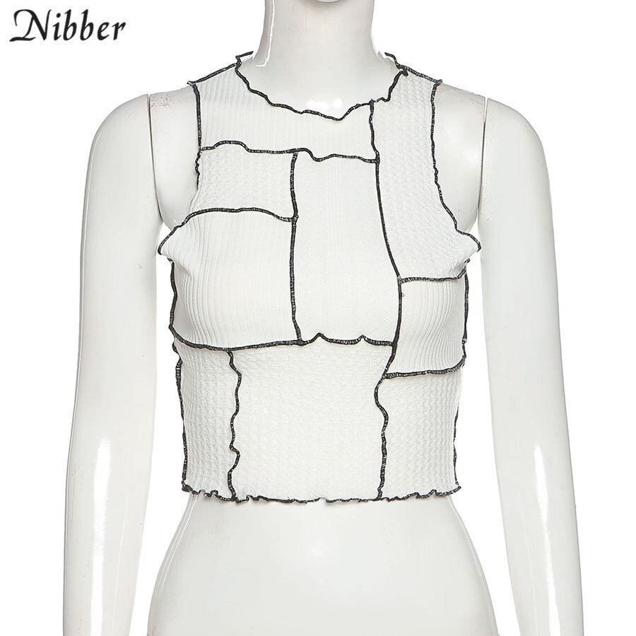 Nibbler Solid Color Stitching Ruffled Lace Women's Vest Casual Sleeveless Navel Street Party Club Summer 2021 Women's Vest