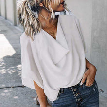 Summer Batwing Half Sleeve Women's Blouses White V-neck Loose Streetwear Blouse Female 2021 Casual Fashion Simple Ladies Tops