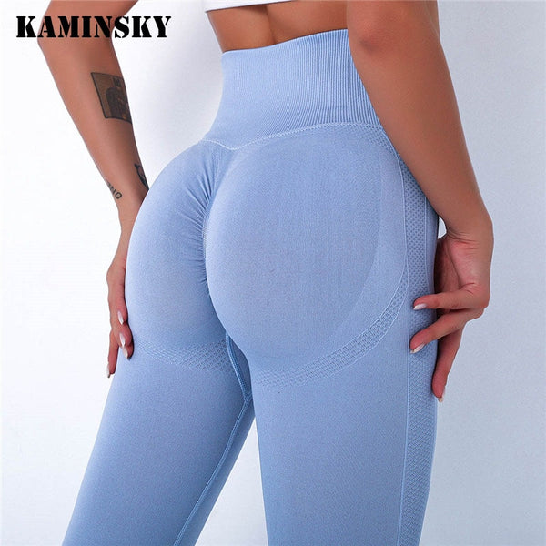 Women Spandex 20% Seamless Leggings Bubble Butt Push Up Workout Legging Slim High Waist Leggins Mujer Fitness Pants