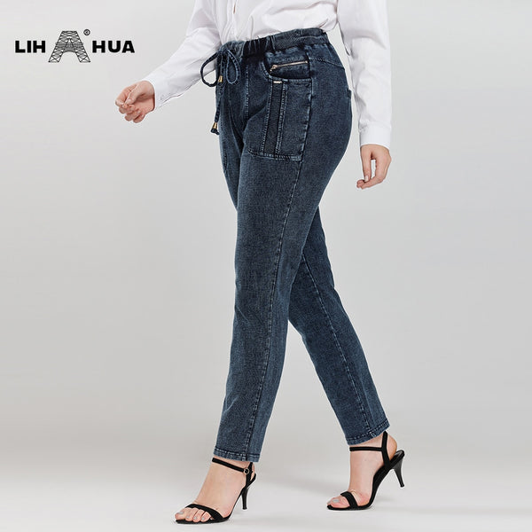 LIH HUA Women's Plus Size Casual Jeans high flexibility