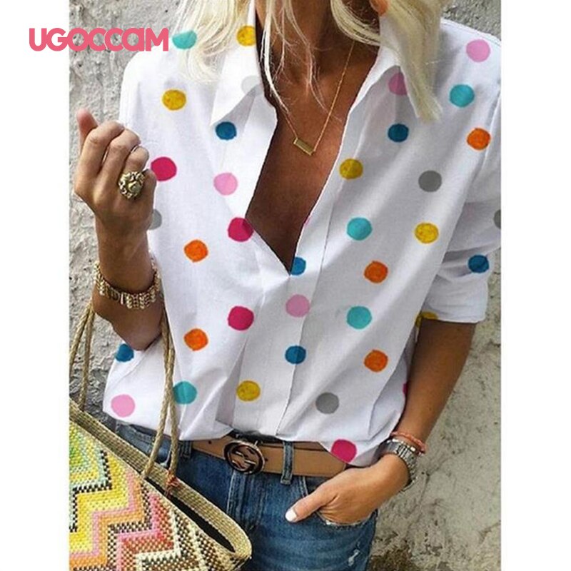 UGOCCAM Women Blouses Long Sleeve Autumn Blouse Women Blouse Shirt Office Elegant Work Shirt Plus Size Top blusas mujer de moda