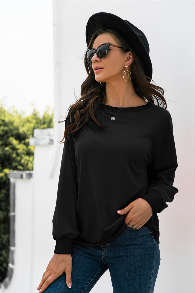 Raglan Sleeve Round Neck Sweatshirt