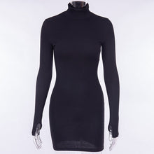 InstaHot Turtleneck Long Sleeve Skinny Mini Dress Women Autumn Sexy Sporting Style Dresses 4 Color Bodycon Slim Yellow Clubwear