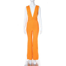 New 2020 Fashion Women Bandage Jumpsuits Orange Deep V-Neck Evening Club Party Dresses Vestido Sexy Summer Bodycon Jumpsuit